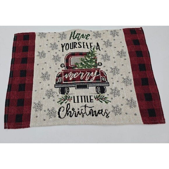 Set Of 3 Christmas-Themed Placemats With Red Truck & Buffalo Plaid Design - Picture 6 of 9
